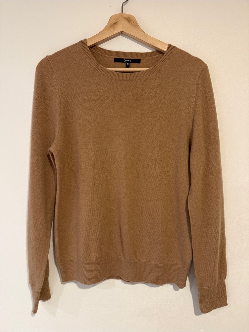 Quince Women’s  Crewneck Cashmere Sweater in Camel Brown - Medium